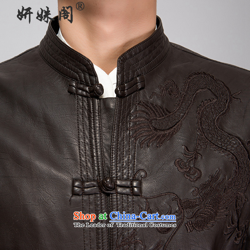 Charlene Choi this cabinet reshuffle is older men Fall/Winter Collections washable leather warm coat embroidered dragon Windproof Jacket in long xl father shirt relaxd fit black cotton XL, Charlene Choi this court shopping on the Internet has been pressed