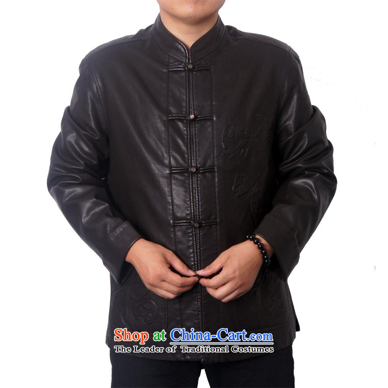 Mr Rafael Hui, the British men 15 new upscale male leather Tang dynasty PU fabric collar Chinese national leather jacket Tang dynasty older father gift 8820 185 British-see lady deeply (sureyou) , , , shopping on the Internet