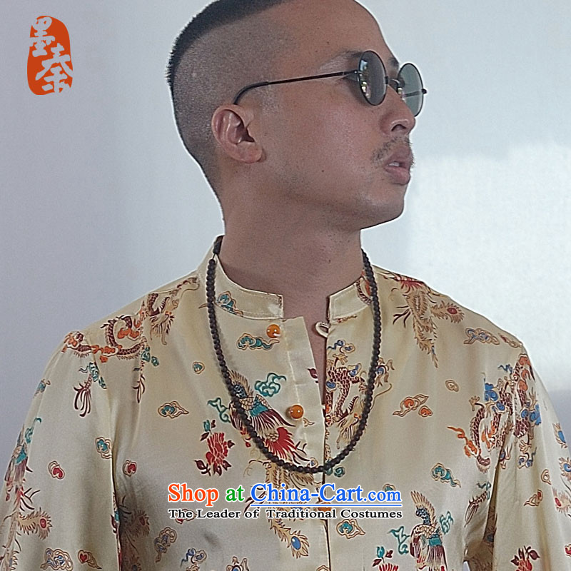The qin designer original China wind silk and contemptuous of long-sleeved shirt zhenlong XXL/ yellow giant of military unit 11233 ink Qin , , , shopping on the Internet