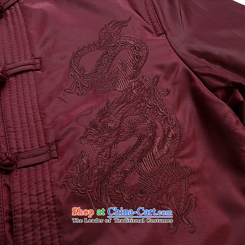 This new cabinet yeon middle-aged men Fall/Winter Collections Tang jackets large relaxd fit father T-shirt of ethnic leisure jacket embroidered dragon-buttoned, Charlene Choi this court 4XL, red , , , shopping on the Internet