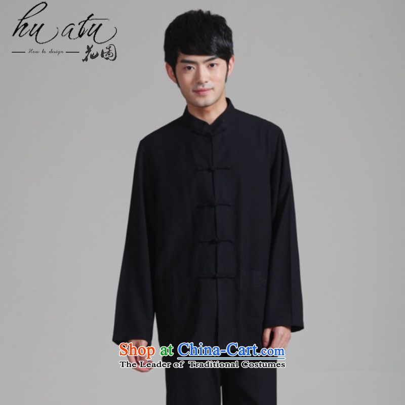 It fall inside the New Men's Mock-Neck to long-sleeved gown Kung Fu Tang dynasty cotton linen tai chi services will set - 1 black XL, floral shopping on the Internet has been pressed.