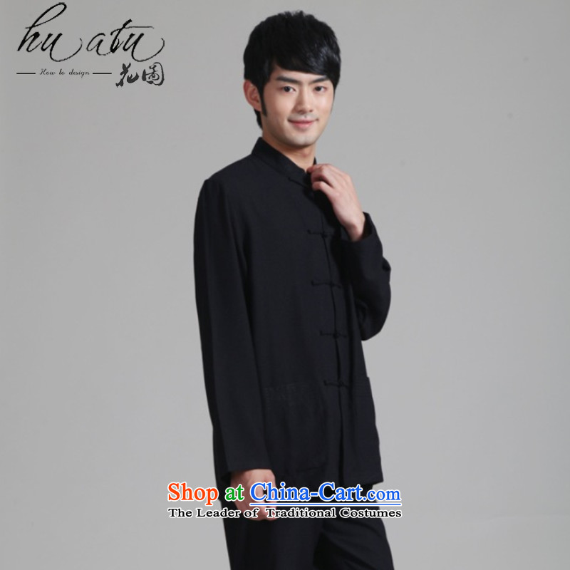 It fall inside the New Men's Mock-Neck to long-sleeved gown Kung Fu Tang dynasty cotton linen tai chi services will set - 1 black XL, floral shopping on the Internet has been pressed.