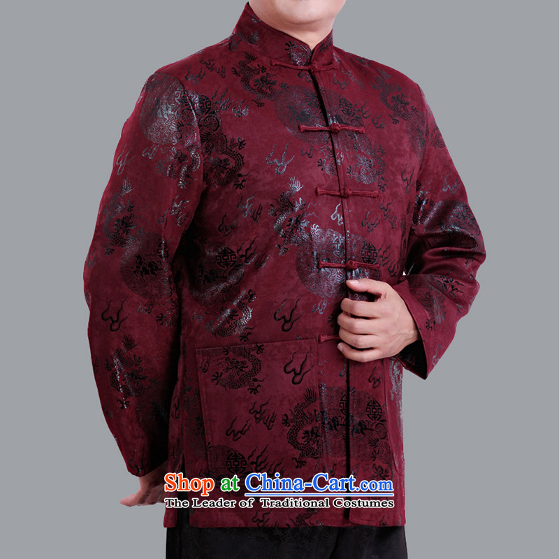 The Cave of the elderly men fall/winter thin cotton long-sleeved liberal Chinese Tang jackets in older men fall short in 1282 Red 175 yards folder, Adam and Eve cotton winter elderly shopping on the Internet has been pressed.