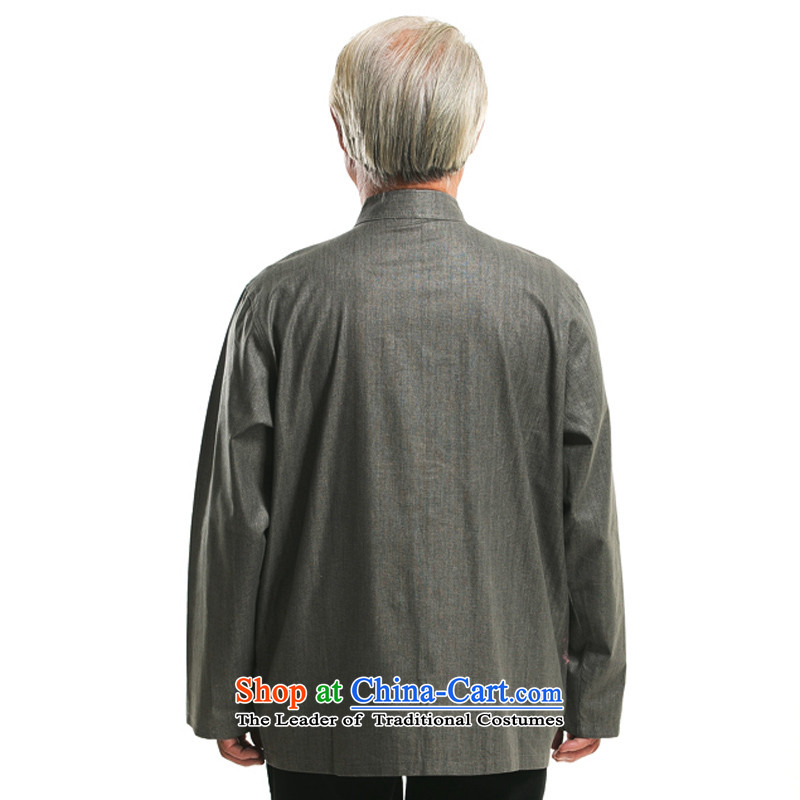 Bosnia and the elderly in the line thre autumn and winter cotton linen Tang Dynasty Men long-sleeved jacket Tang China wind Chinese Men's Mock-Neck tray clip mounted F0722 Dad Linen White XXL/185, thre line (gesaxing and Tobago) , , , shopping on the Inte