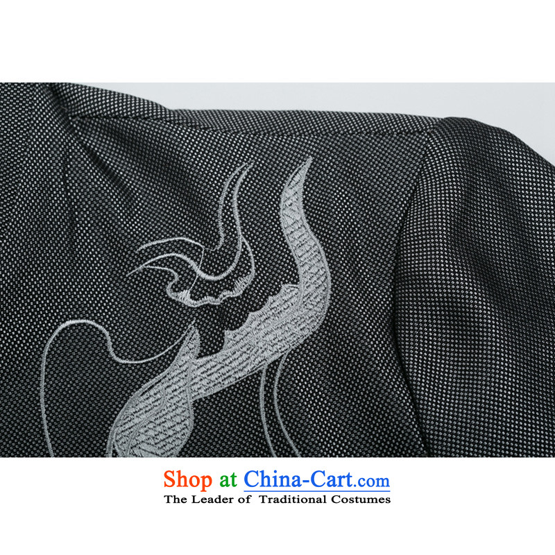 F0733 men Sau San Tong replacing men and Chinese long-sleeved improved Tang dynasty autumn blouses 螭 Chinese dragon national costumes XXXL/190, black and line (gesaxing thre) , , , shopping on the Internet