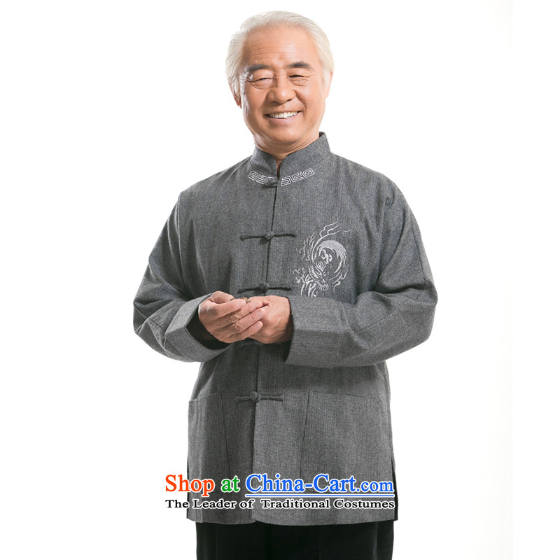 In older men F0768 Tang dynasty male plug long-sleeved shoulder even cuff Tang Dynasty Fall_Winter Collections gross? Tang dynasty rolled up their sleeves, and national costumes light gray winter_ COTTON?XXXL_190