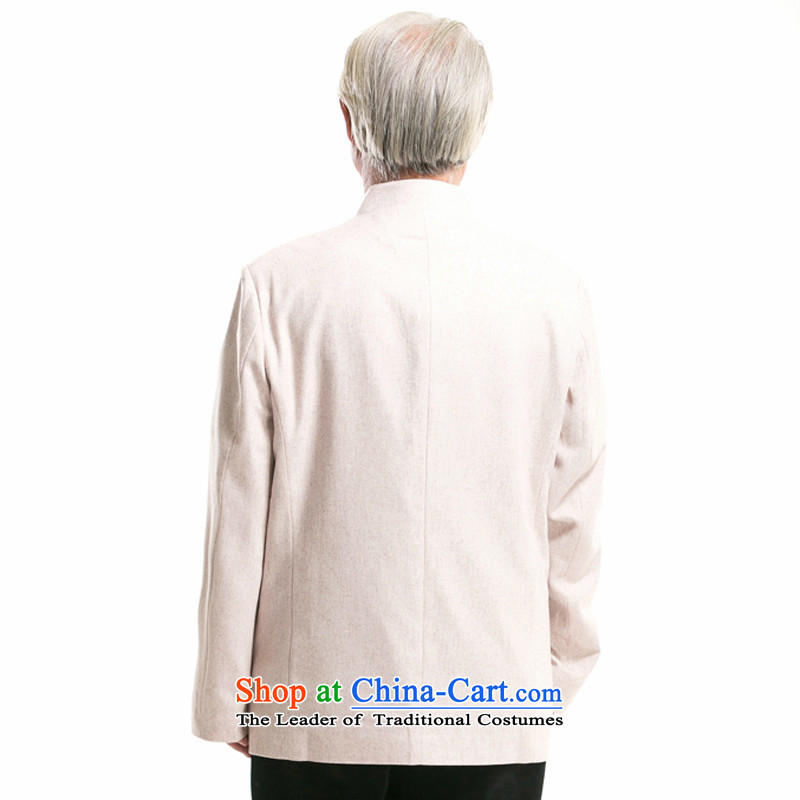 Men's long-sleeved autumn and winter wool Tang jackets men Tang dynasty autumn and winter blouses from older autumn and winter wool Chinese collar long-sleeved sweater F0736 beige M/170, thre line (gesaxing and Tobago) , , , shopping on the Internet