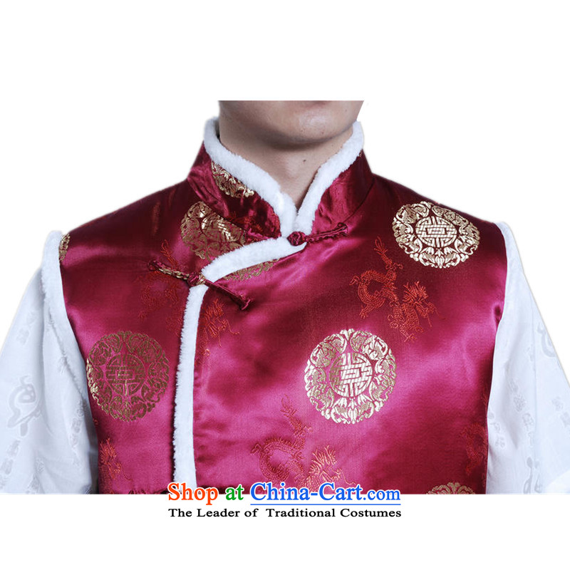 Can Green, older men fall and winter trendy new products collar embroidered with Father Tang dynasty cotton vest -C L, to green, , , , shopping on the Internet
