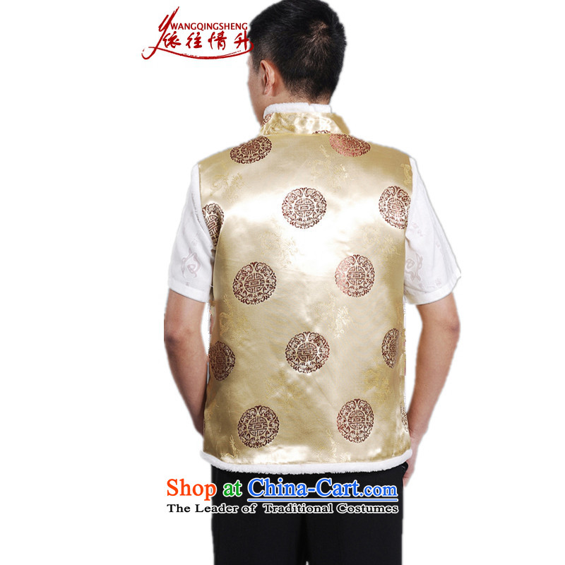 In accordance with the love of older l men fall and winter trendy new products collar embroidered single row clip cotton Tang dynasty boxed father vest -D# XL, in accordance with the Love l , , , shopping on the Internet