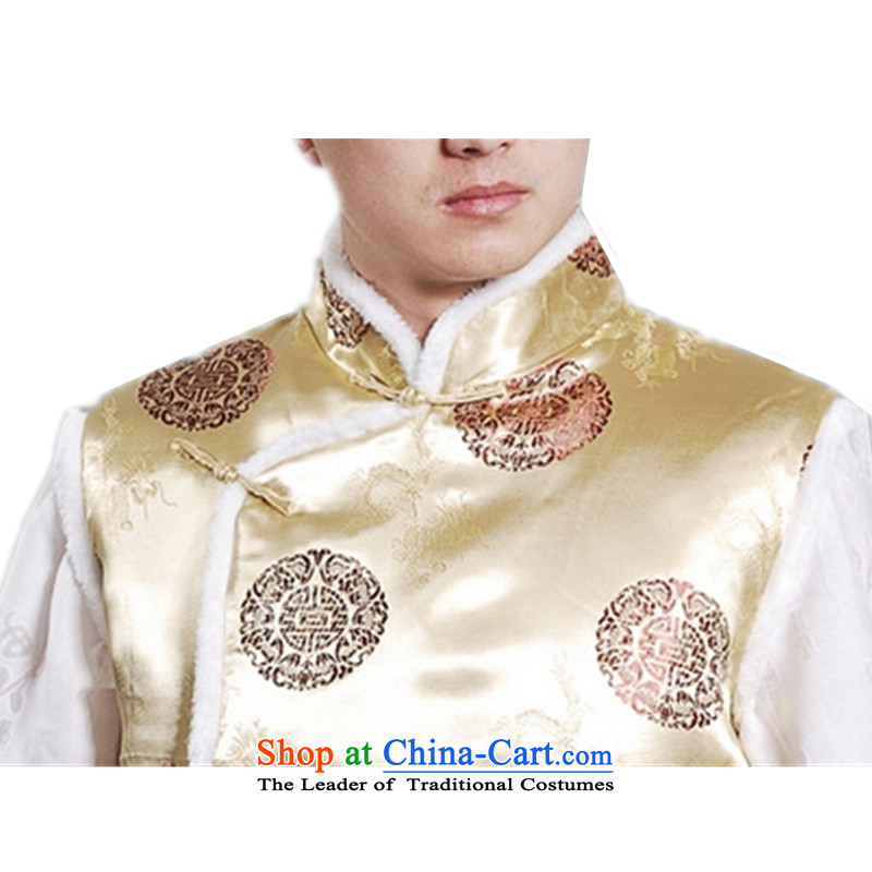 In accordance with the love of older l men fall and winter trendy new products collar embroidered single row clip cotton Tang dynasty boxed father vest -D# XL, in accordance with the Love l , , , shopping on the Internet