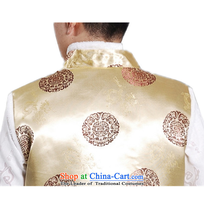 Can Green, older men fall and winter trendy new products collar embroidered single row clip cotton Tang dynasty boxed father vest -D# M can be green, , , , shopping on the Internet