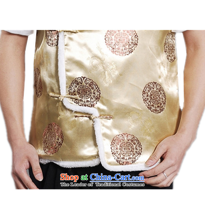 Can Green, older men fall and winter trendy new products collar embroidered single row clip cotton Tang dynasty boxed father vest -D# M can be green, , , , shopping on the Internet