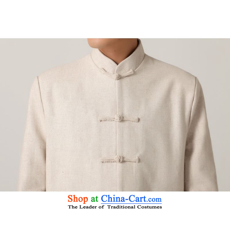 158 Jing men Tang long-sleeved shirt with Men's Mock-Neck Chinese tunic of ethnic Han-black jacket - 2 White Tang Li Jing.... XXXL, shopping on the Internet