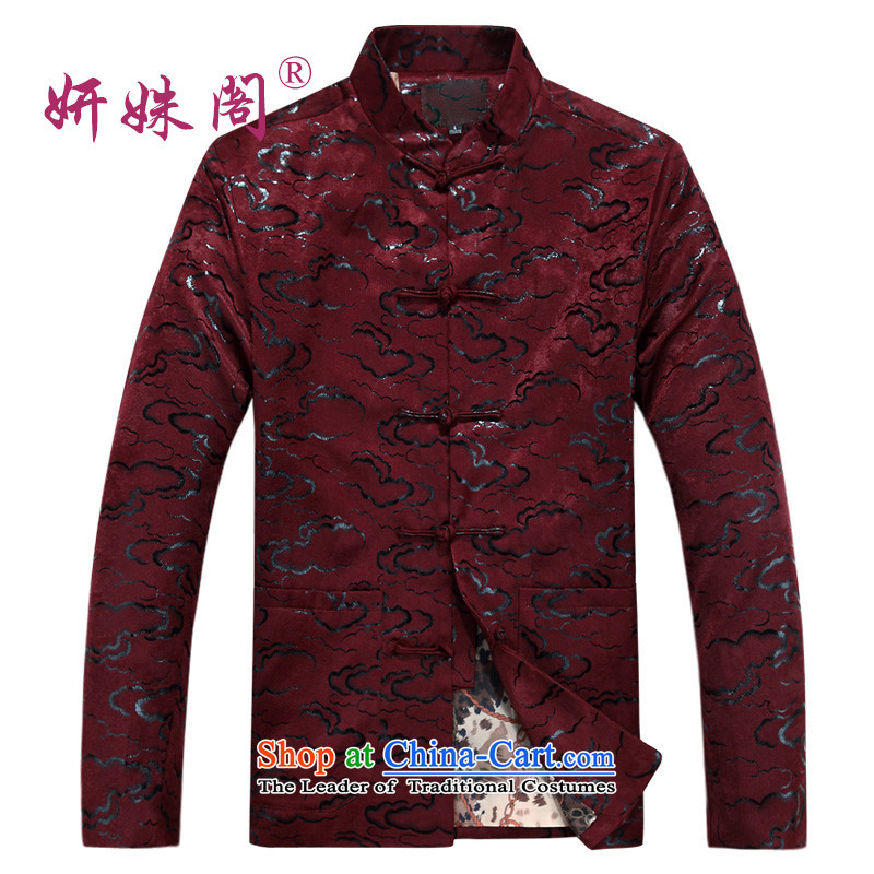 Charlene Choi this autumn and winter in the cabinet of older men's Mock-neck Tang dynasty tray clip relaxd casual clothes dad national jacket folder cotton warm winterizing long-sleeved shirt, brick-red2XL