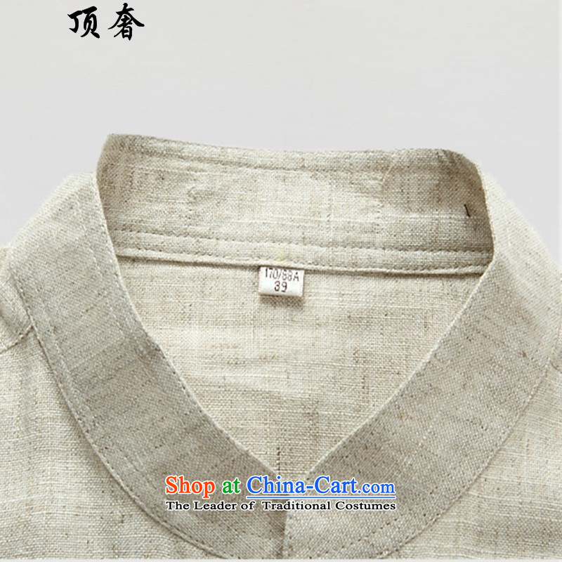 Top Luxury men Tang Dynasty Package long-sleeved men in the older bundle male long-sleeved thin plate detained national dress code sets the Tang dynasty 2042, linen gray suit L/170, top luxury shopping on the Internet has been pressed.