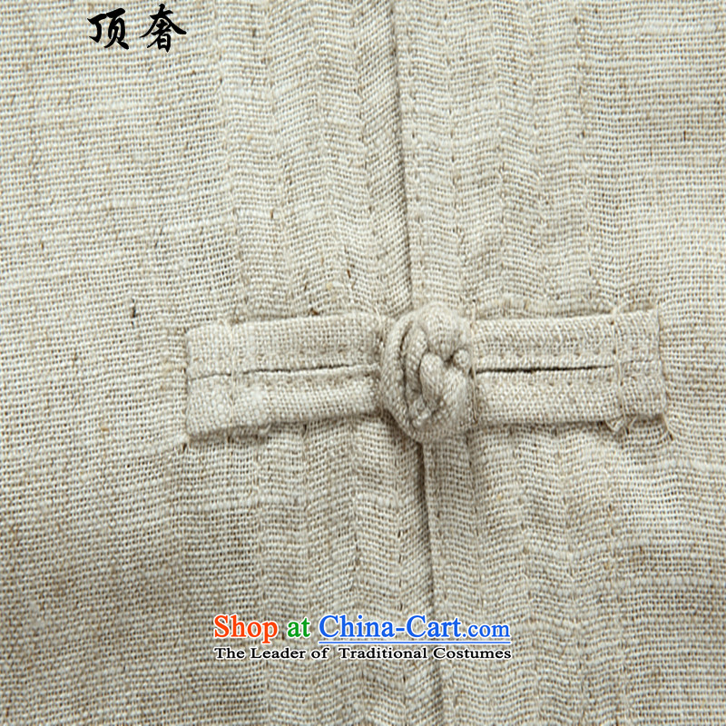 Top Luxury men Tang Dynasty Package long-sleeved men in the older bundle male long-sleeved thin plate detained national dress code sets the Tang dynasty 2042, linen gray suit L/170, top luxury shopping on the Internet has been pressed.