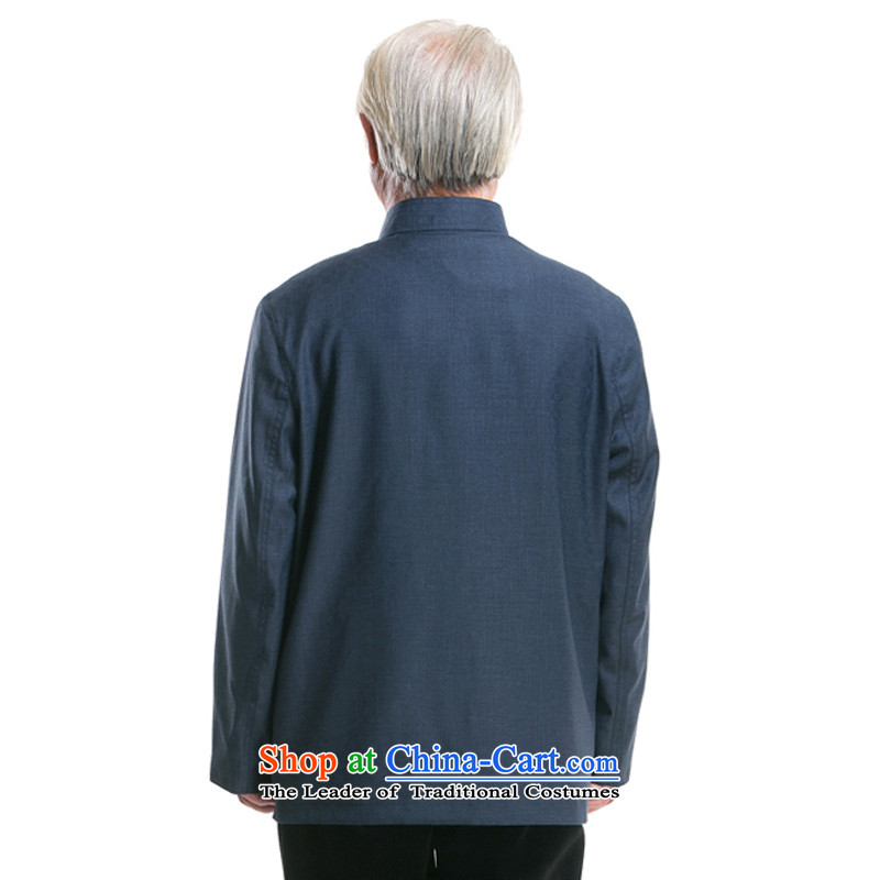 Bosnia and the elderly in the line thre New Men Fall/Winter Collections long-sleeved Tang dynasty China wind men pure color Chinese collar Tang jackets in older disk Tang dynasty F1321 detained Blue XXXL/190, thre line (gesaxing and Tobago) , , , shopping