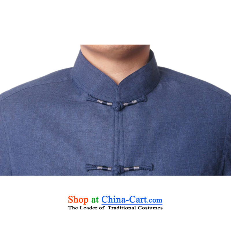 Bosnia and the elderly in the line thre New Men Fall/Winter Collections long-sleeved Tang dynasty China wind men pure color Chinese collar Tang jackets in older disk Tang dynasty F1321 detained Blue XXXL/190, thre line (gesaxing and Tobago) , , , shopping