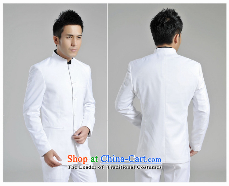 New Chinese tunic male and a mock-neck Chinese people suit white overcoat men retro suits Kit 