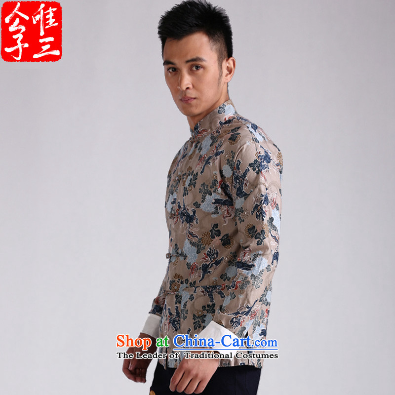 3 China wind ink unicorn stamp Tang Dynasty Men long-sleeved shirt, Chinese shirt shirts Sau San male and gray bottom UNICORN (S) CD 3 , , , Small shopping on the Internet