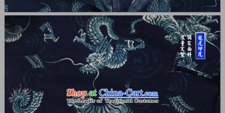 Cd 3 China wind Kallon stamp men long-sleeved shirt Sau San Chinese shirt Mock-Neck Shirt) shows the cyan large flows (L) Picture, prices, brand platters! The elections are supplied in the national character of distribution, so action, buy now enjoy more preferential! As soon as possible.