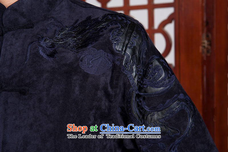 Flying Dragon in Tang Dynasty Older long-sleeved Fall/Winter Collections Kim Dragon shirt Chinese cashmere patterns hidden blue black 170/92A(XL) picture, prices, brand platters! The elections are supplied in the national character of distribution, so action, buy now enjoy more preferential! As soon as possible.