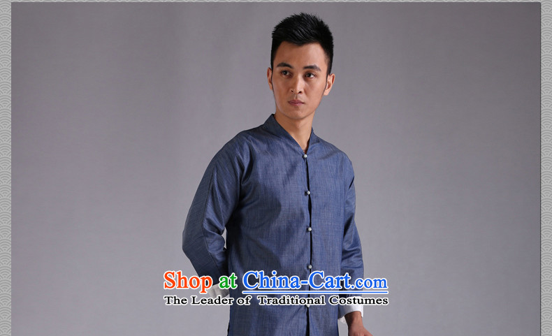 Cd 3 China wind-yuk rinpu male tencel jade detained Tang Dynasty Chinese tunic ball-casual shirt meditation services Denim blue large picture (L), prices, brand platters! The elections are supplied in the national character of distribution, so action, buy now enjoy more preferential! As soon as possible.