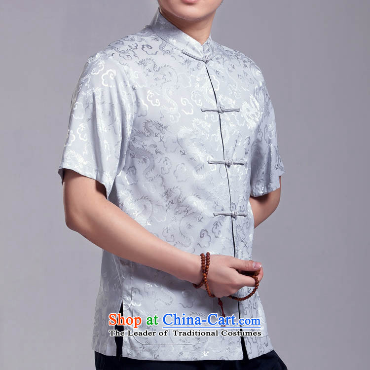 The dragon of Tang Dynasty male short-sleeved summer in older Chinese national costumes silk-tie china wind 170/92(L) silver gray photo, prices, brand platters! The elections are supplied in the national character of distribution, so action, buy now enjoy more preferential! As soon as possible.