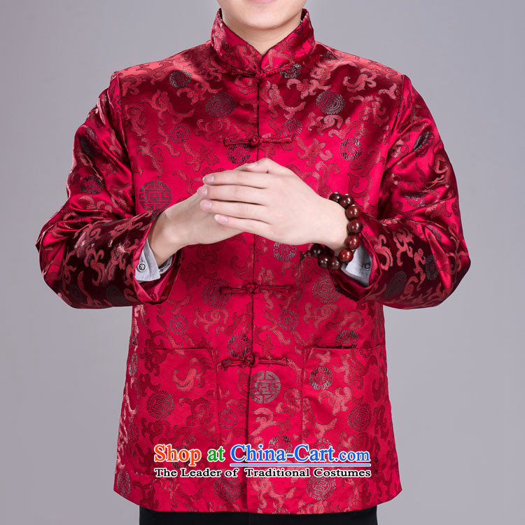 Energy men in Tang Dynasty older winter clothing long-sleeved sweater silk brocade coverlets Tang Dynasty Large red175_96_XXL_