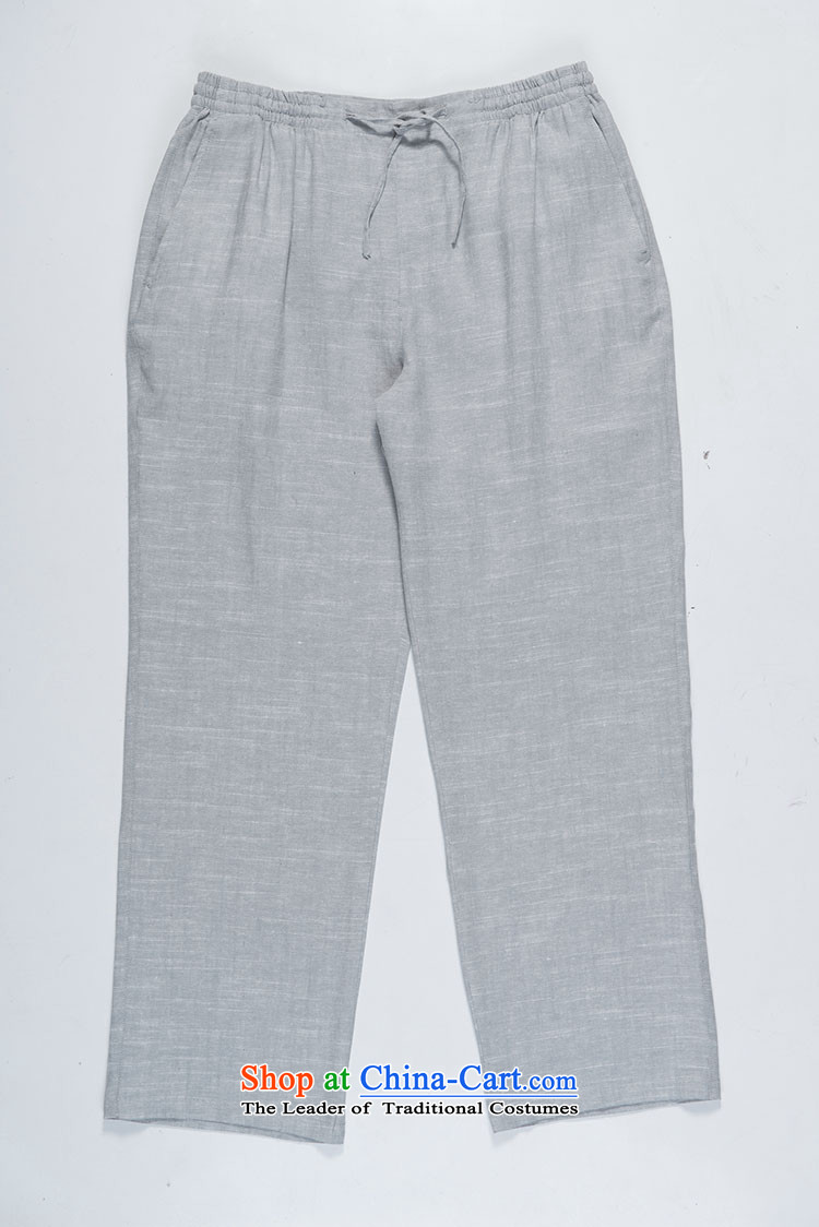 Cotton Linen Pants Tang dynasty male short-sleeve packaged pants men summer cotton linen pants beigeL