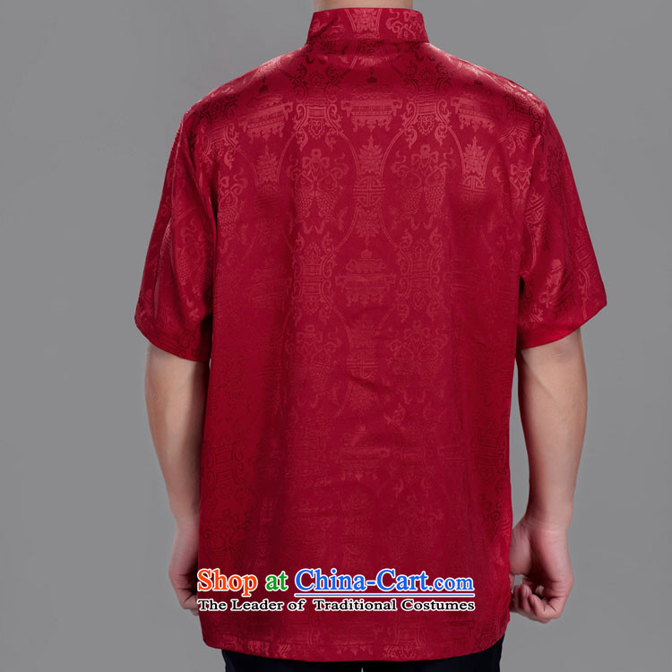 The Beas longevity in older men Tang dynasty summer short-sleeved T-shirt and Tang dynasty silk shirts in the summer of 2014 Red pictures, prices, 185/104A(XXXL) brand platters! The elections are supplied in the national character of distribution, so action, buy now enjoy more preferential! As soon as possible.