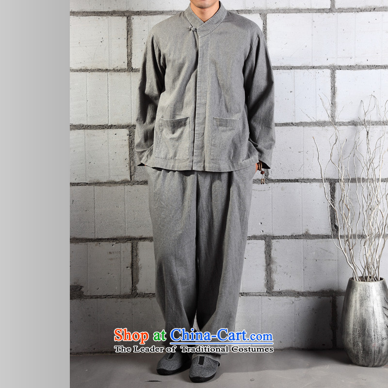 Cotton linen garments - Meditation/practicing meditation/Ball/serving original leisure men YL029 kit washable Gray L, America is in the , , , shopping on the Internet