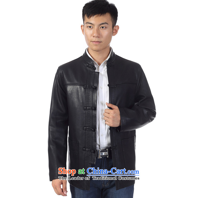The 2014 autumn and winter in Tang Dynasty Chinese tunic in older long Korean collar jacket leather garments to sing and black 190, yuexingge (shopping on the Internet has been pressed.)
