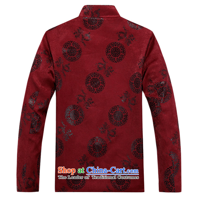 Bosnia and Tang dynasty line thre men long-sleeved jacket coat men during the Spring and Autumn Chinese men sheikhs clothing China wind Men's Mock-Neck tray clip red winter) Father XXL/185, thre line (gesaxing and Tobago) , , , shopping on the Internet
