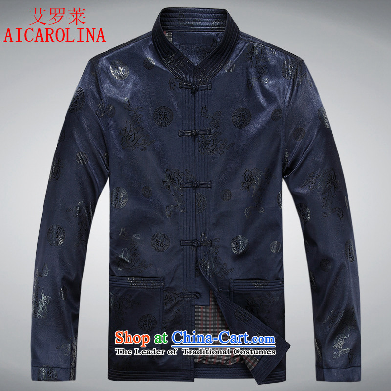Hiv Rollet older Tang dynasty fall new men with comfortable father load long-sleeved Tang Dynasty Male Blue M