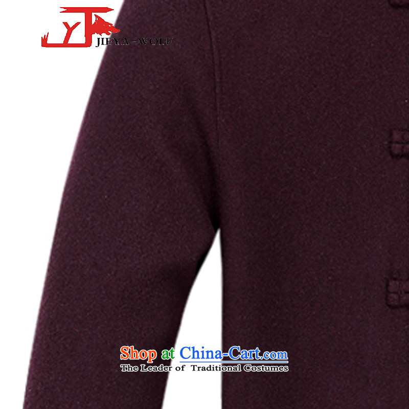 The new wool Tang JIEYA-WOLF2015 replacing Long-sleeve thick autumn and winter jacket, men cashmere Tang Dynasty is smart casual autumn and winter, mauve men 190/XXXL male ,JIEYA-WOLF,,, shopping on the Internet