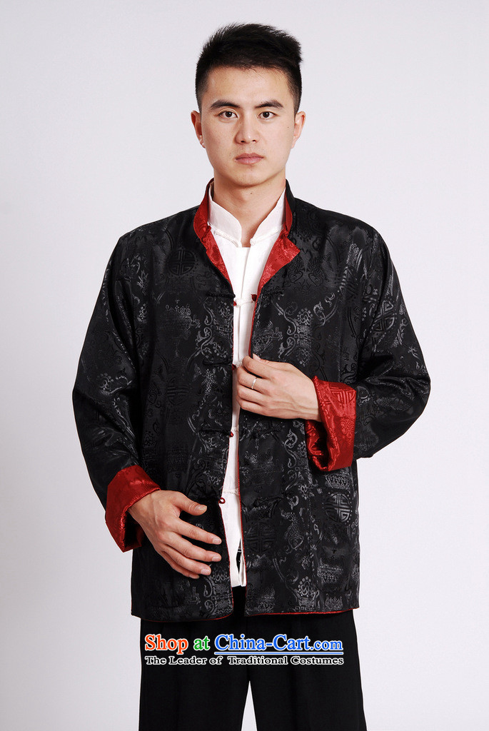 158 Jing Tang Dynasty Men long-sleeved national costumes men Tang jackets collar double-sided Wearing Tang Dynasty damask Black + Red XL Photo, prices, brand platters! The elections are supplied in the national character of distribution, so action, buy now enjoy more preferential! As soon as possible.