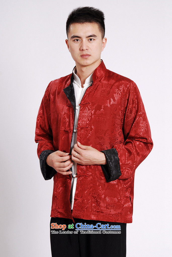 158 Jing Tang Dynasty Men long-sleeved national costumes men Tang jackets collar double-sided Wearing Tang Dynasty damask Black + Red XL Photo, prices, brand platters! The elections are supplied in the national character of distribution, so action, buy now enjoy more preferential! As soon as possible.