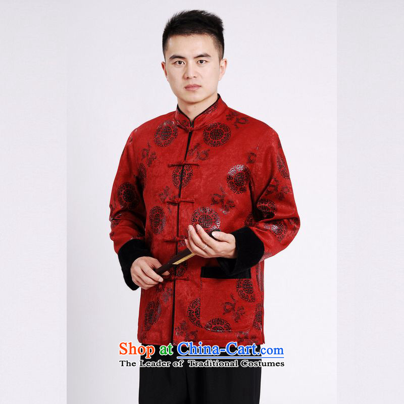 158 Jing Tang Dynasty Men long-sleeved sweater Tang blouses men's jacket water Sable Hair Tang add cotton thick red XXXL, 158 jing shopping on the Internet has been pressed.