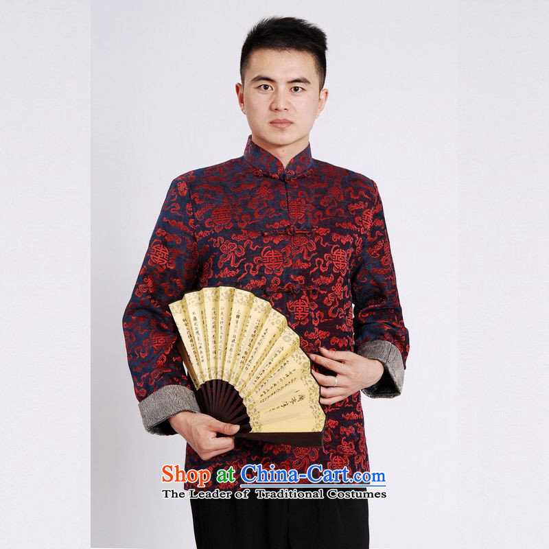 158 Jing Tang Dynasty Men long-sleeved sweater Tang blouses Men's Jackets Tang cotton waffle add black XL, Li Jing shopping on the Internet has been pressed.