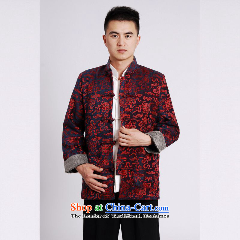 158 Jing Tang Dynasty Men long-sleeved sweater Tang blouses Men's Jackets Tang cotton waffle add black XL, Li Jing shopping on the Internet has been pressed.