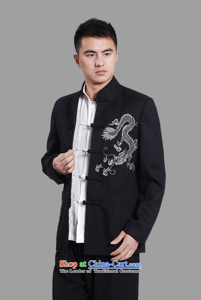 Shanghai, optimization options men Tang jackets collar embroidery Tang Dynasty Chinese Dragon Men long-sleeved blue XXXL national costumes picture, prices, brand platters! The elections are supplied in the national character of distribution, so action, buy now enjoy more preferential! As soon as possible.