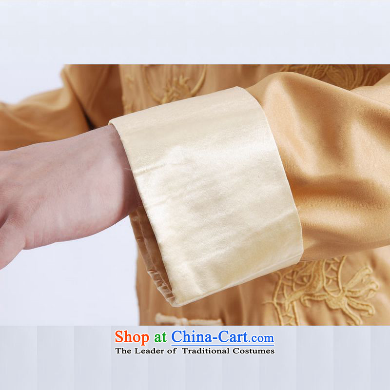 158 Jing Tang Dynasty Men long-sleeved national costumes men Tang jackets collar embroidery Chinese Dragon Yellow XL, Li Jing shopping on the Internet has been pressed.