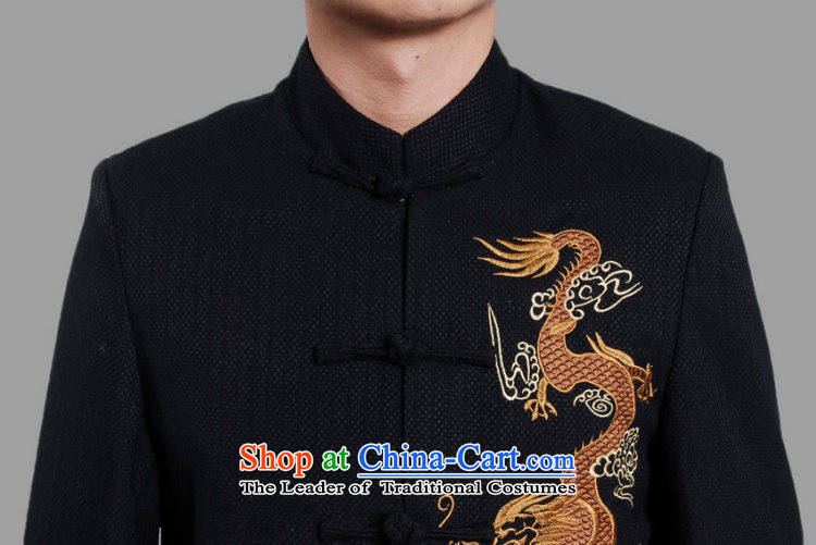 Ms Au King Mansion to men Tang jackets collar embroidery Tang Dynasty Chinese Dragon Men long-sleeved national costumes -A DARK BLUE XXL picture, prices, brand platters! The elections are supplied in the national character of distribution, so action, buy now enjoy more preferential! As soon as possible.