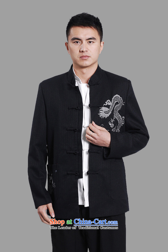Ms Au King Mansion to men Tang jackets collar embroidery Tang Dynasty Chinese Dragon Men long-sleeved national costumes -A DARK BLUE XXL picture, prices, brand platters! The elections are supplied in the national character of distribution, so action, buy now enjoy more preferential! As soon as possible.