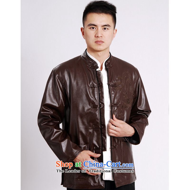 Ms Au King Mansion to Tang dynasty men long-sleeved sweater Tang blouses men's leather jacket water Sable Hair Tang dynasty leather garments plus lint-free yellow , L' Jing Ge , , , shopping on the Internet