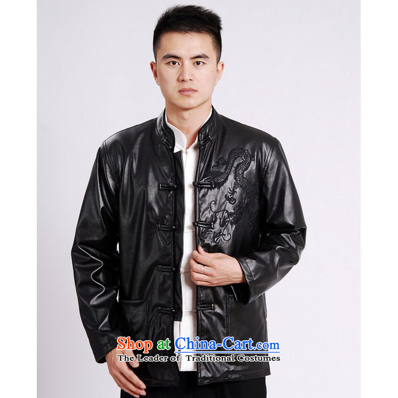 Ms Au King Mansion to Tang dynasty men long-sleeved sweater Tang blouses men's leather jacket water Sable Hair Tang dynasty leather garments plus lint-free yellow , L' Jing Ge , , , shopping on the Internet