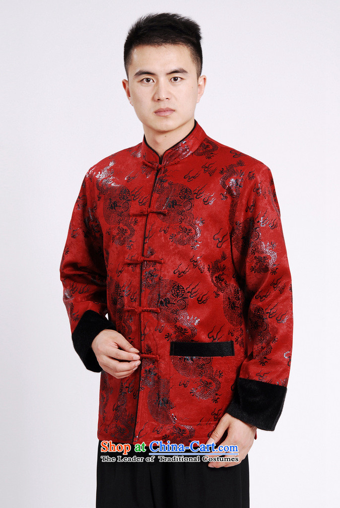 Ms Au King Mansion to men's jacket water Sable Hair Tang Add Tang dynasty lint-free men long-sleeved sweater Chinese Dragon Tang blouses red XXXL picture, prices, brand platters! The elections are supplied in the national character of distribution, so action, buy now enjoy more preferential! As soon as possible.