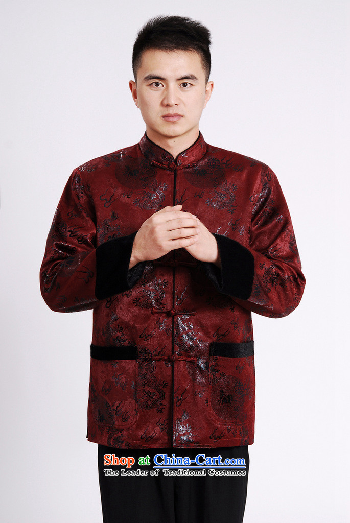 Ms Au King Mansion to men's jacket water Sable Hair Tang Add Tang dynasty lint-free men long-sleeved sweater Chinese Dragon Tang blouses red XXXL picture, prices, brand platters! The elections are supplied in the national character of distribution, so action, buy now enjoy more preferential! As soon as possible.