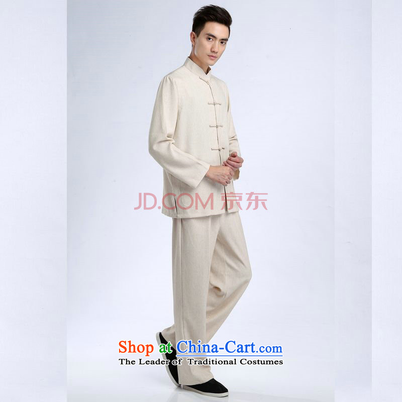 Picking Frequency Tang Dynasty Men long-sleeved sweater cotton linen collar Tang Dynasty Package kung fu tai chi service kit shirt - 1) kit , L, picking frequency , , , shopping on the Internet